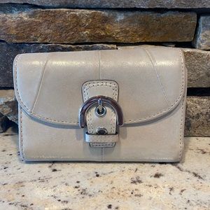 Coach shimmery tan buckle wallet
